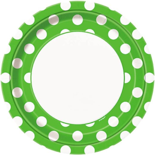Green Polka Dot Plates - 23cm Party Plates