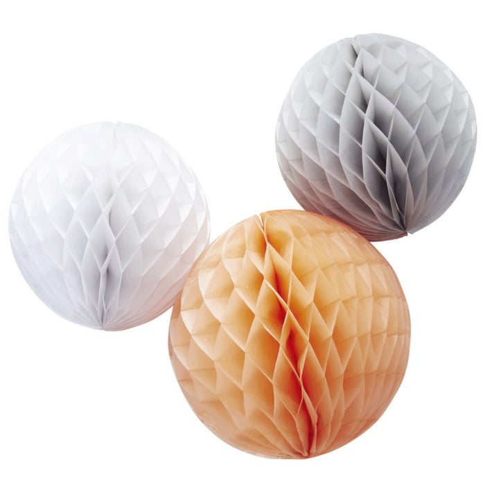Honeycomb Balls - Peach, Grey & White - Little One