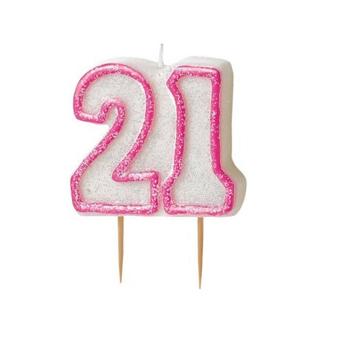 Dazzling Effects 21st Birthday Candle - Pink