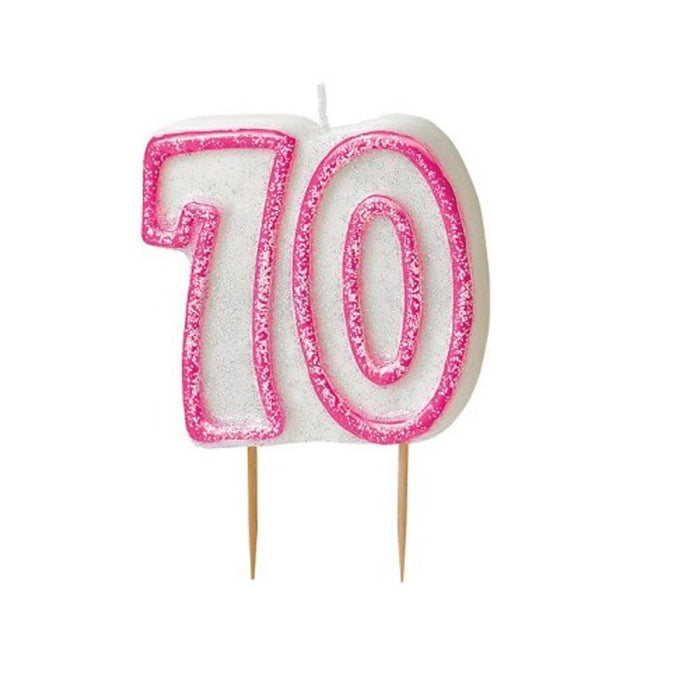 Dazzling Effects 70th Birthday Candle - Pink