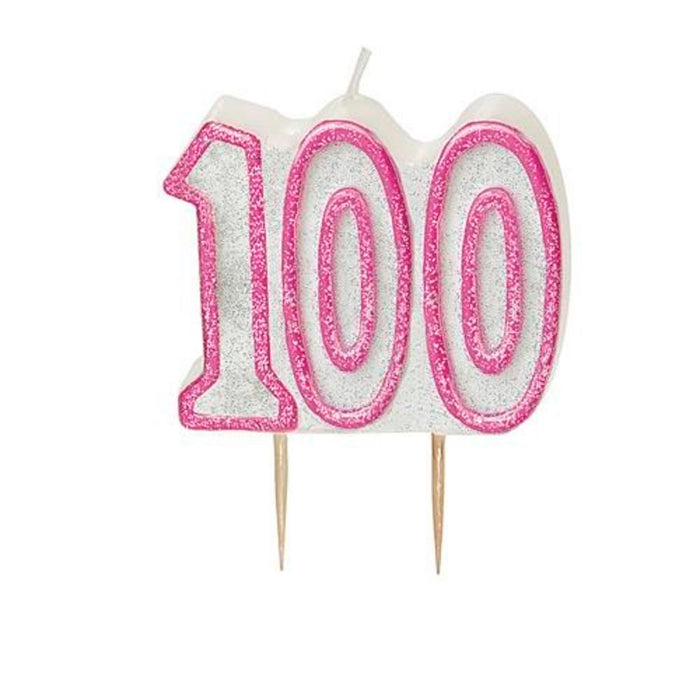 Dazzling Effects 100th Birthday Candle - Pink