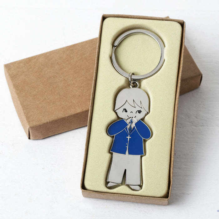 Blue Jacket Communion Boy in Kraft Box
