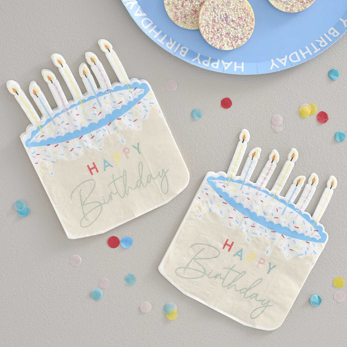 Cake Shaped Happy Birthday Paper Napkins