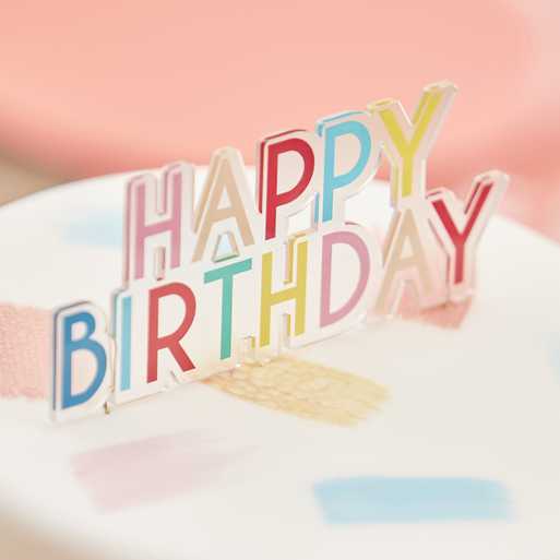 Rainbow Acrylic Happy Birthday Cake Topper