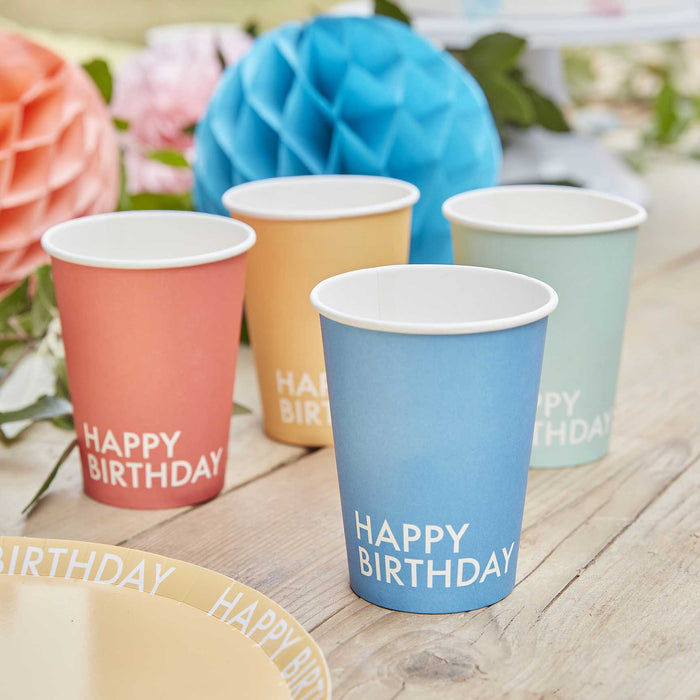 Brights Happy Birthday Paper Cups