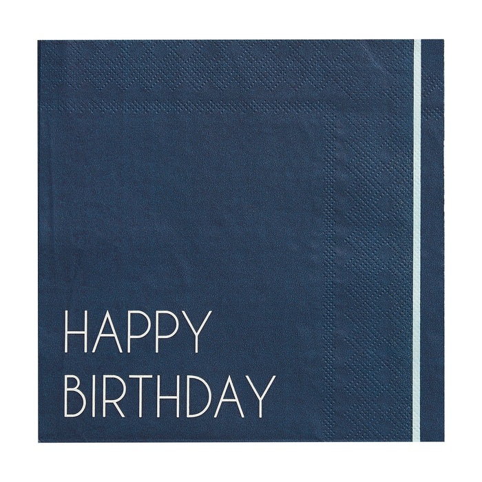 Navy Happy Birthday Paper Napkins