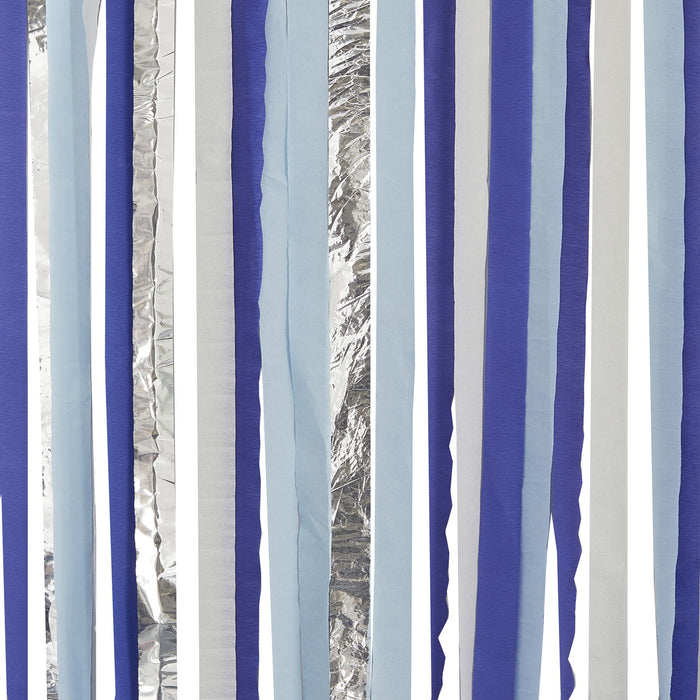 Blue and Silver Streamer Backdrop