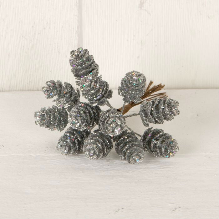 Pinecone with Silver Glitter