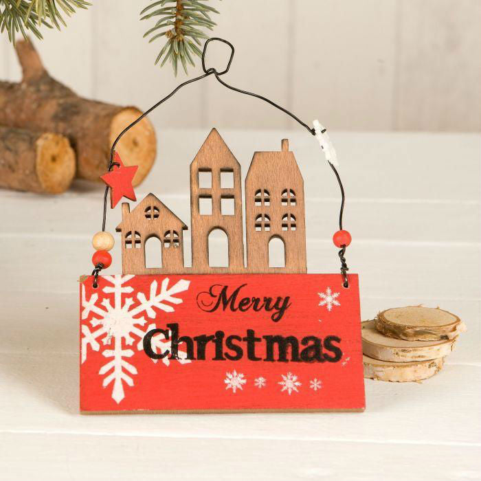 Wooden Decoration House Merry Christmas 18Cm