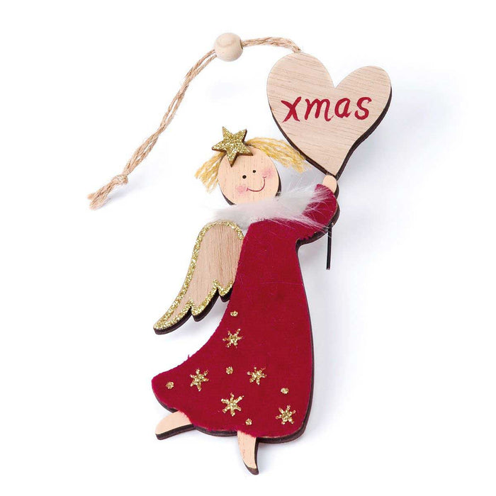 Wooden Angel with Velvet - Christmas Tree Hanger