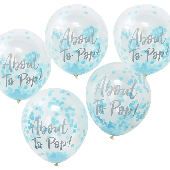 About to Pop! Printed Blue Confetti Balloons - Oh