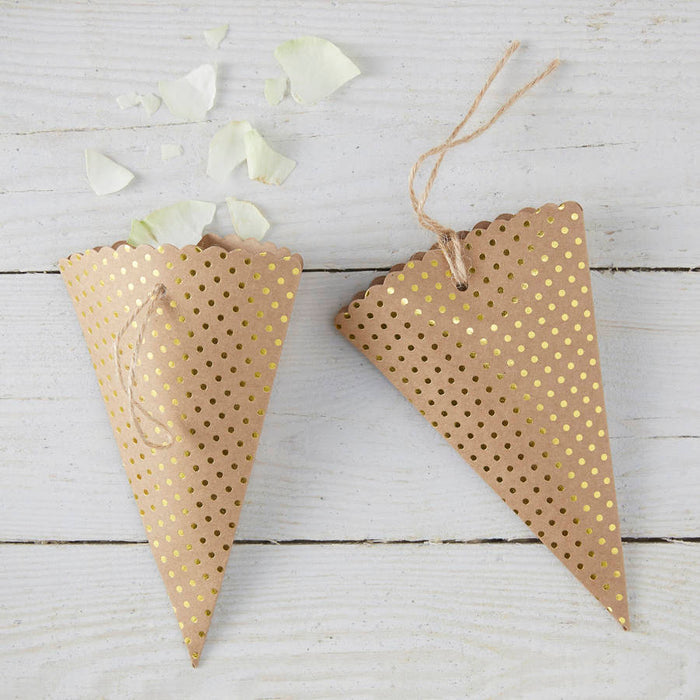 Gold Foiled Confetti Cones - Kraft Perfection