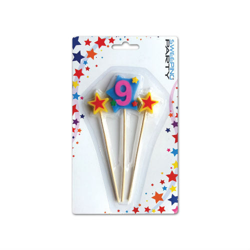 Number 9 Candle With Toothpick