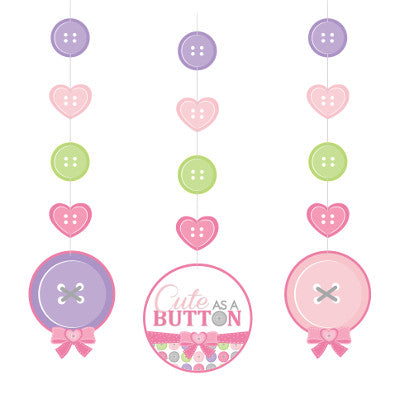 Cute As a Button Girl Hanging Cutouts