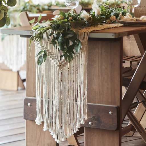 White Macrame Table Runner