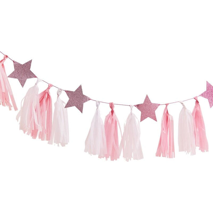 Pink Tassel Garland with Glitter Stars