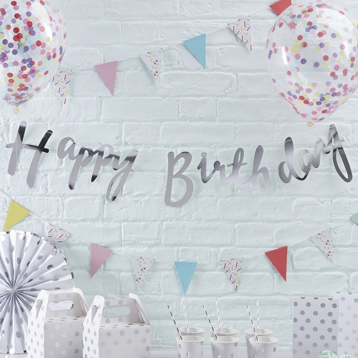 Happy Birthday Banner Bunting - Pick & Mix - Silver