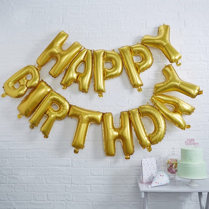 Pick and Mix - Happy Birthday Balloon Bunting - Gold