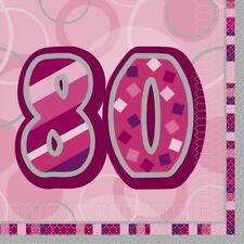 Lunch Napkins - Dazzling Pink - 80th Birthday