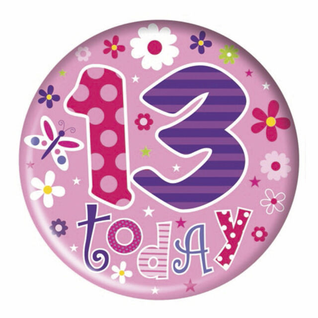 13th Birthday Big Birthday Badge - Spots - (15.5cm)
