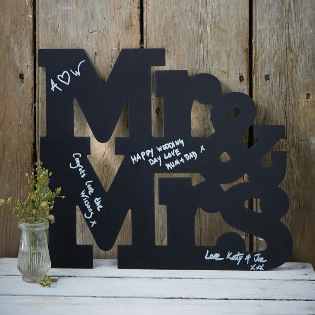 Mr And Mrs Chalkboard Wooden Guest Book Alternative