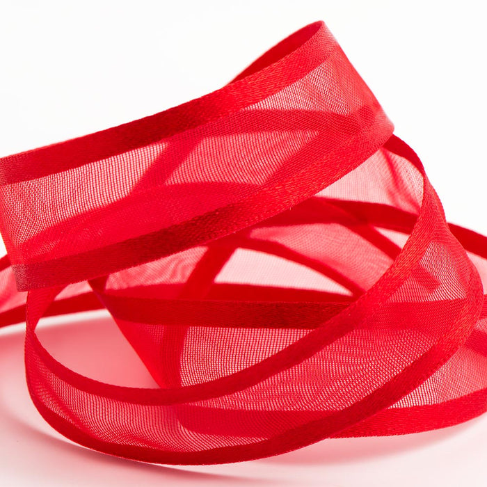 Fusion Ribbon - Organza with Satin - Red 25mm