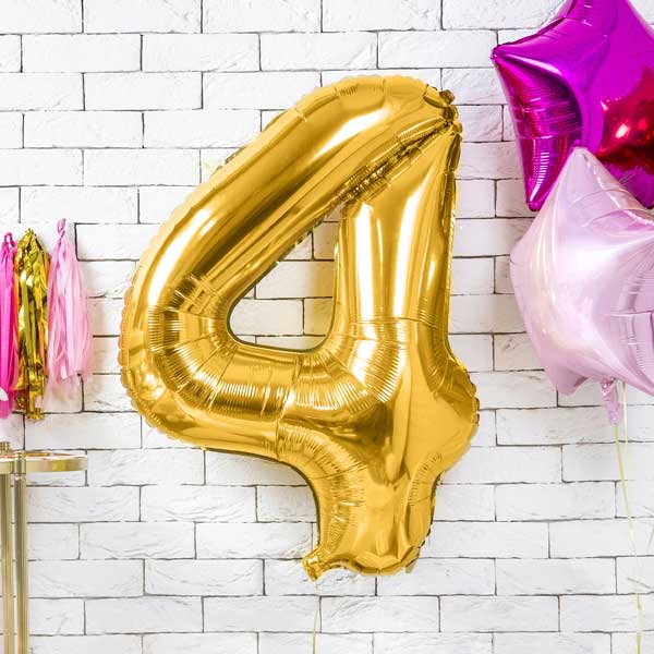 Balloon Foil Number - 4 Gold - 34" (86cm)