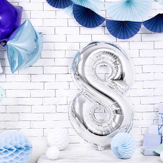 Balloon Foil Number - 8 Silver - 34" (86cm)