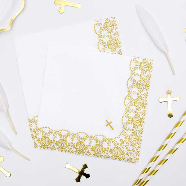 Lunch Napkins - Religious - Gold Cross