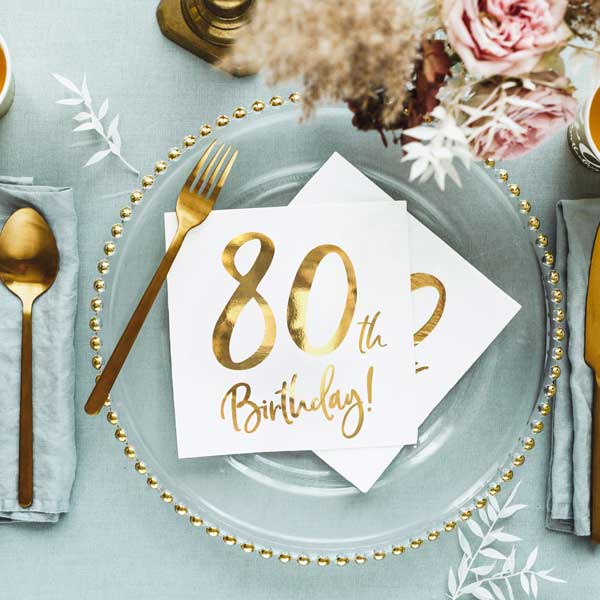 Lunch Napkins - 80th Birthday - 20pk