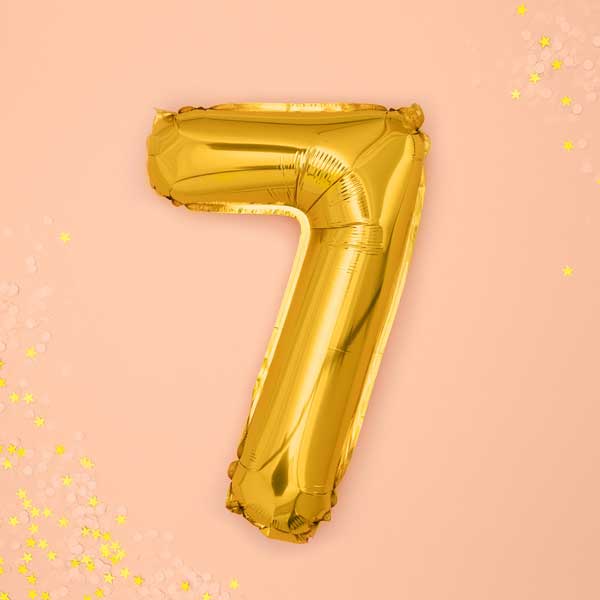 Balloon Foil Number - 7 Gold - 14" (35cm)