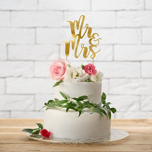 Cake Topper - Mr & Mrs - Gold