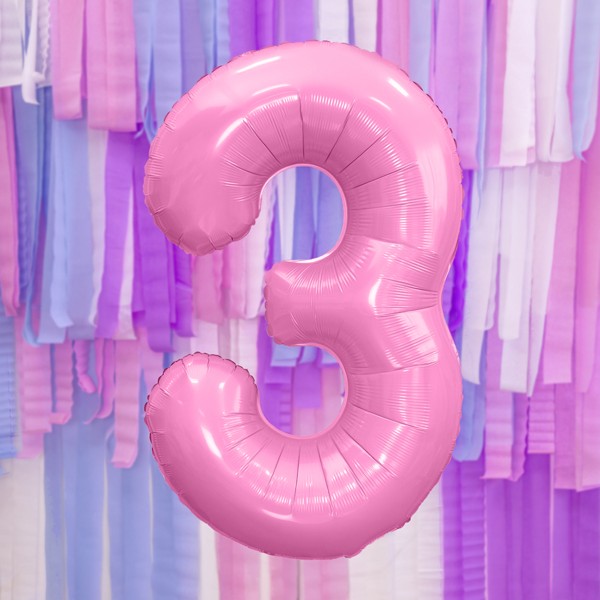 Balloon Foil Number - 3 Pink - 34" (86cm)