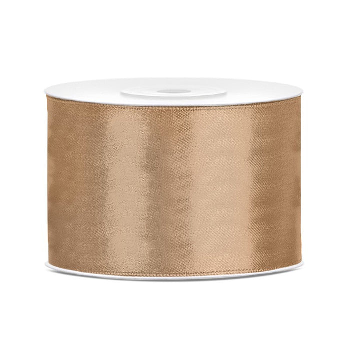 Satin Ribbon - 50mm  - Light Gold Sold by the metre
