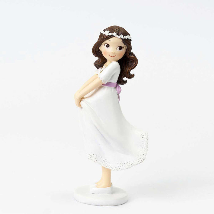 Communion Cake Topper Girl Holding Skirt