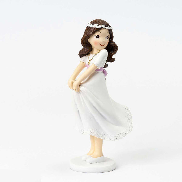 Communion Cake Topper Girl Holding Skirt