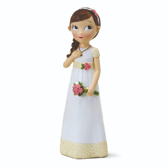 Communion Girl with Patterned Trim Cake Topper